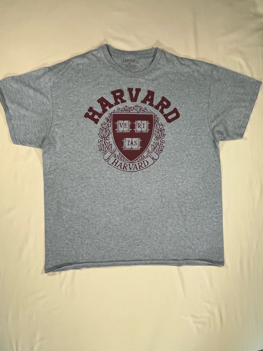 Gray Crewneck T-Shirt with Maroon Crest - Unisex Men Shirt